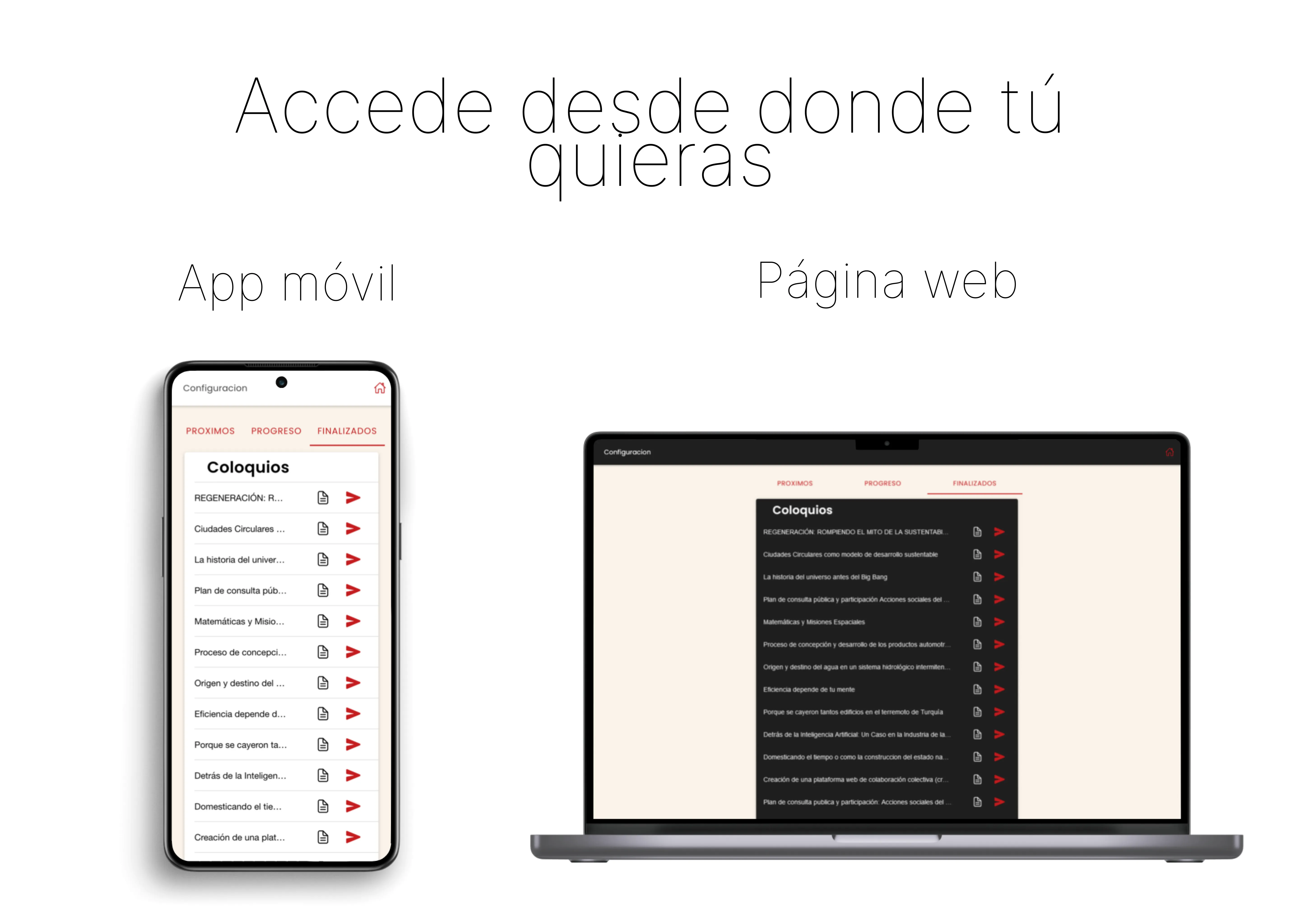 Coloquios App web and mobile application